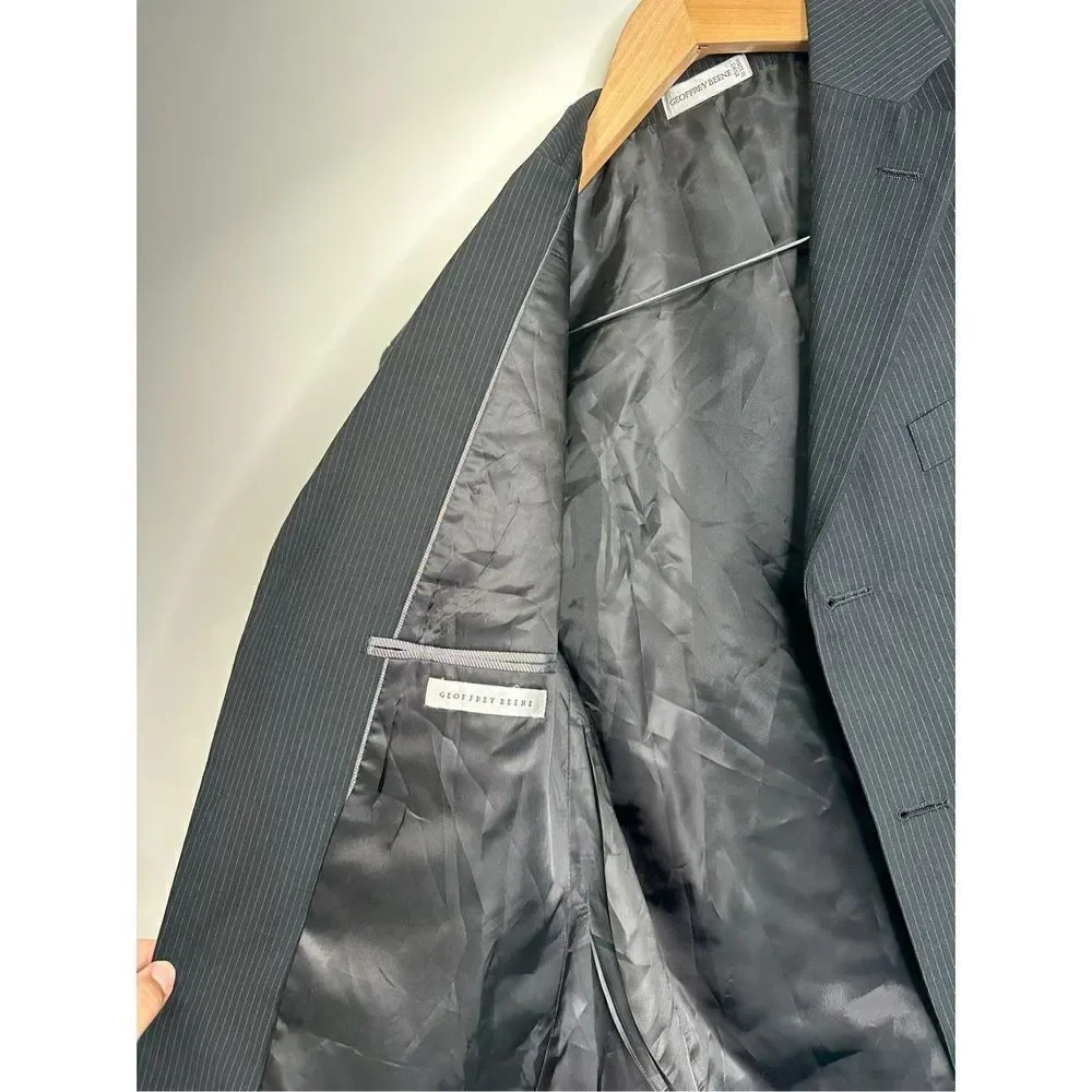 Geoffrey Beene Blazer Jacket‎ Mens Gray Striped Size 38R